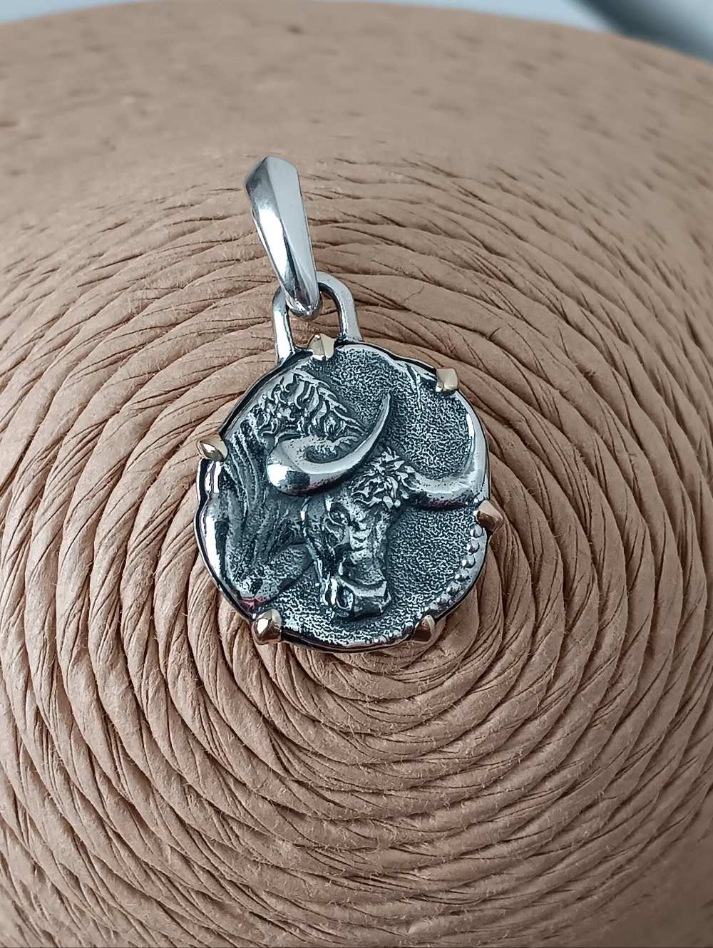 David Yurman Sterling Silver/18k Gold Taurus Pendant Amulet for Men